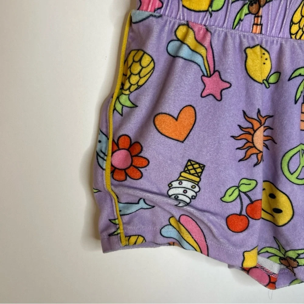 Art Class Girls Purple Printed Pajama Set, Size XL (14), Smiley Face, Cherries - Picture 5 of 8